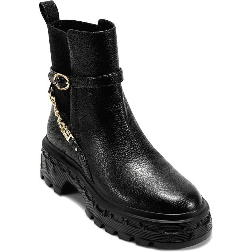 Karl Lagerfeld Paris Women Laelith Black Leather Lug Sole Combat Boots Size 8